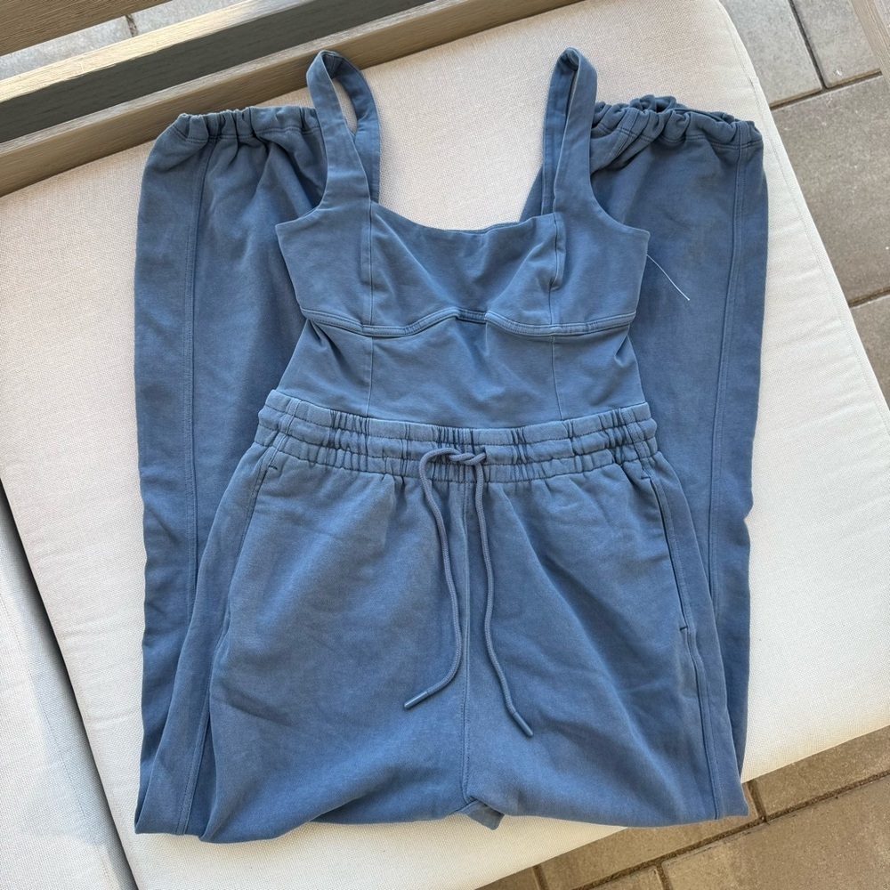 New Free People FP Movement Inbound Jogger Jumpsuit Blue Small